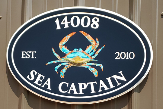 Chesapeake Bay Crab Hand Painted Beach Coral Turquoise Carved Pvc House Address