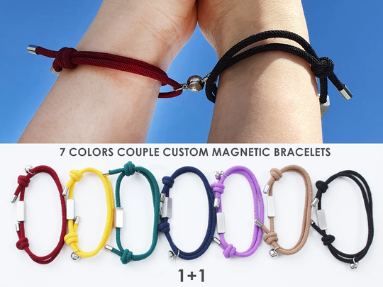 1+1 Best Couple Magnetic Bracelets, 7 Colors Braided Friends Bracelet, Friendship Friend Gifts, Boyfriends Gift