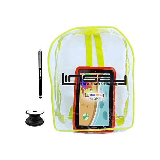 Linsay 7" Tablet with Holder, Pen, Case, and Backpack, Wi-Fi, 2GB RAM, 32GB (Android), Black/Red (F7UHDKIDSBAGRP)