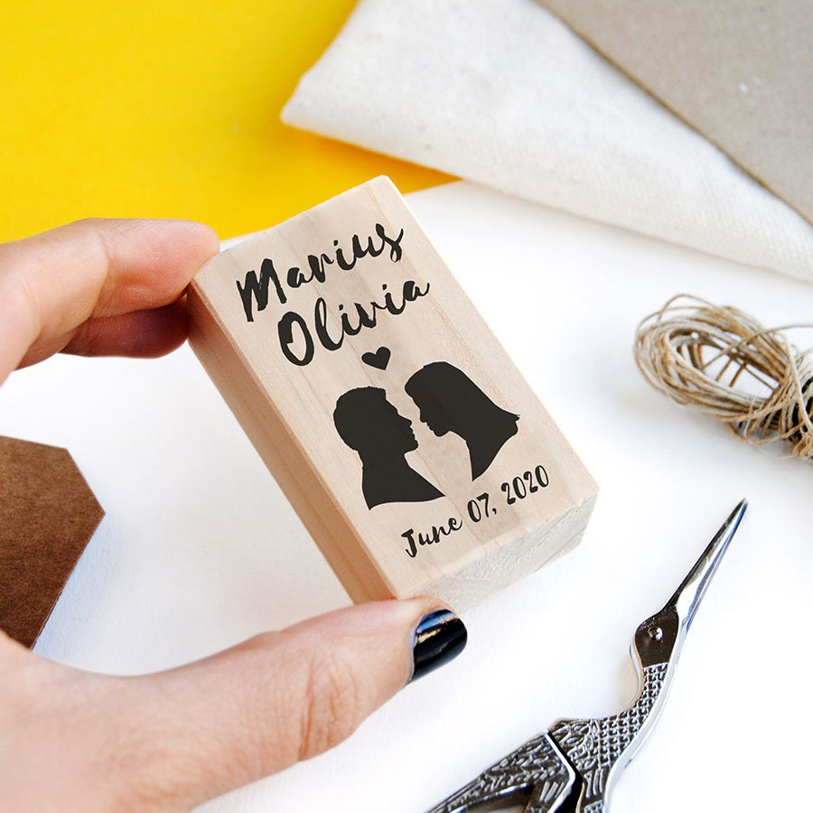 Custom Portrait Wedding Stamp, Personalized Custom Silhouette Couple Stamp
