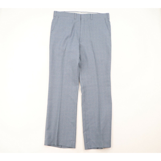 70S Rockabilly Mens 38x33 Wool Blend Wide Leg Bell Bottom Plaid Chino Pants, 1970S Bottoms Vintage