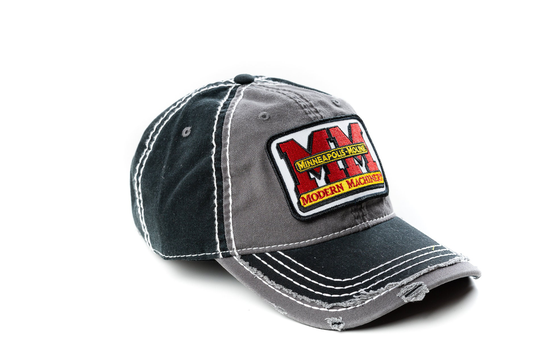 Minneapolis Moline Tractor Logo Hat, Gray & Black Distressed