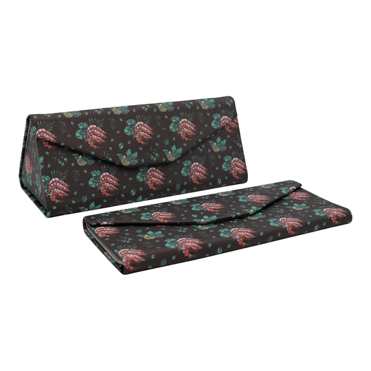 Nature Glasses Case - Eco Leather Magnetic Folding Hard For Sunglasses, Eyeglasses, Reading Shrimp