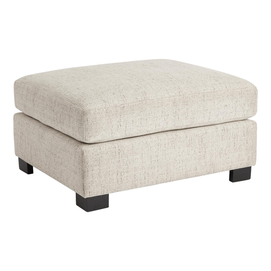 Cream Hayes Modular Sectional Ottoman: White - Polyester by World Market