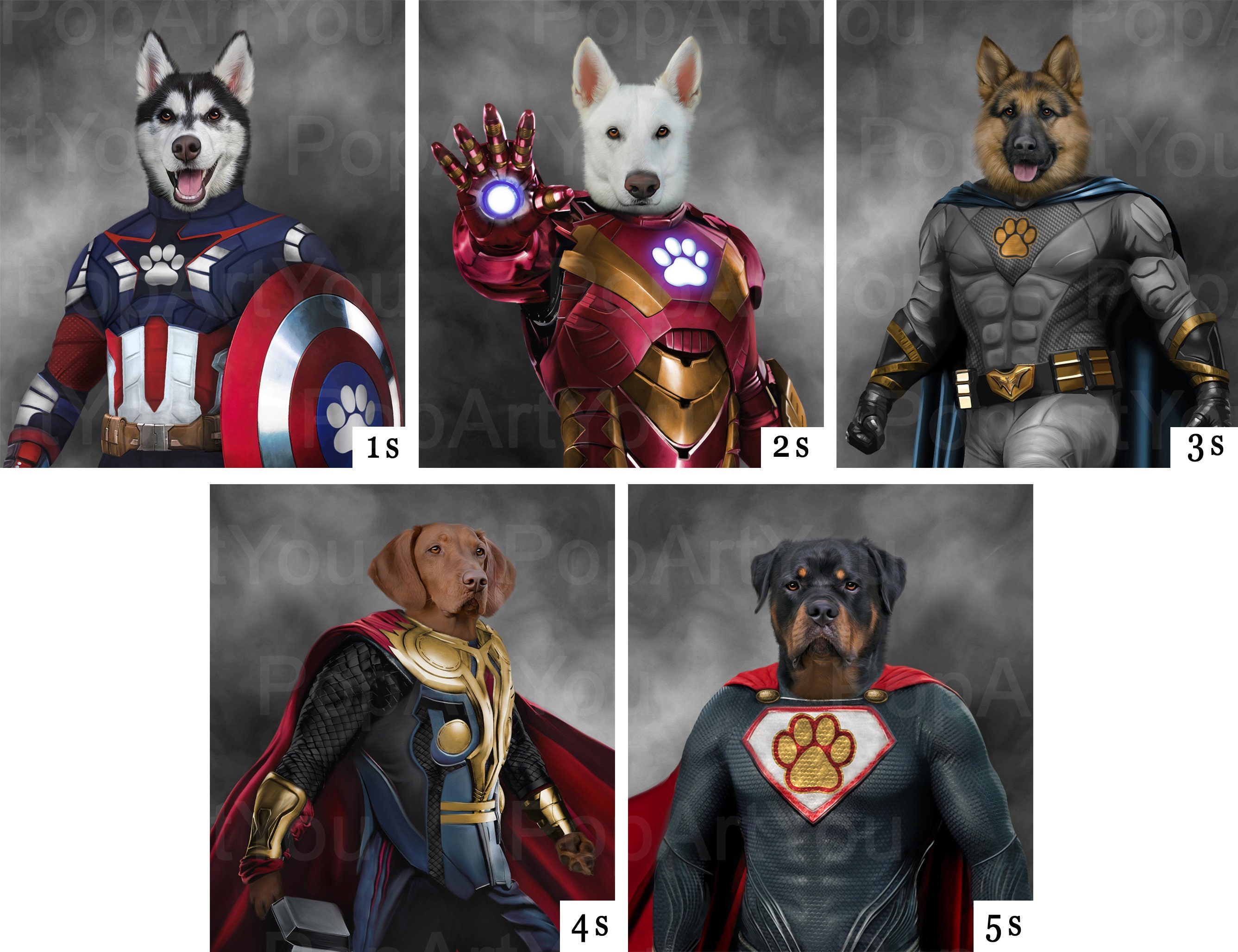 Pet Superhero Portrait, Personalized Gift For Dog Lover, Custom Portrait, Cat Portrait