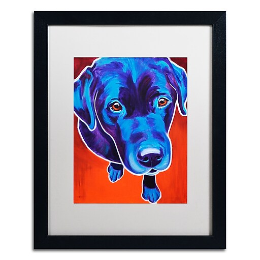 Trademark Fine Art ALI0569-B1620MF "Lab Olive" by DawgArt 20" x 16" Framed Art, White Matted