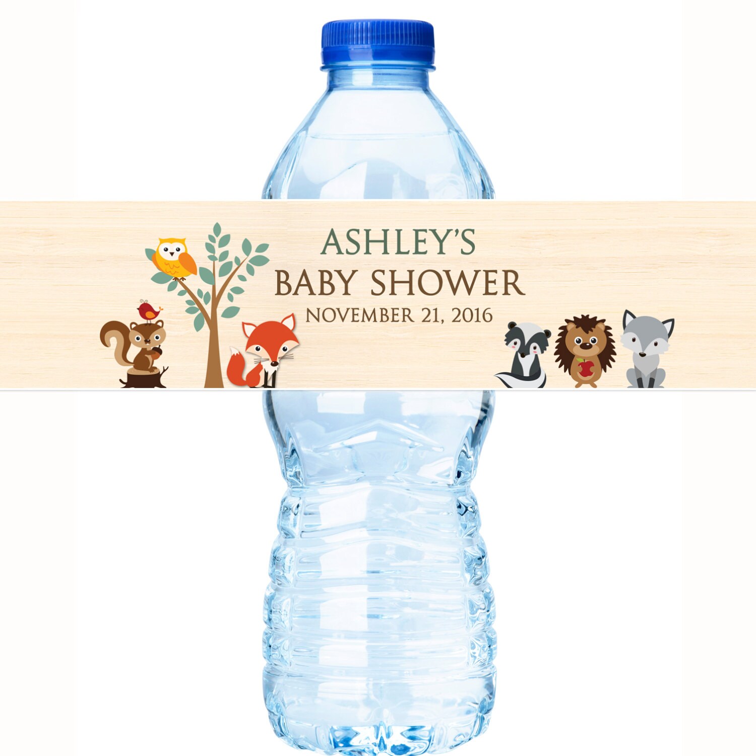 Woodlands Baby Shower Water Bottle Labels - Animals 4 Wine Label & 25 Set