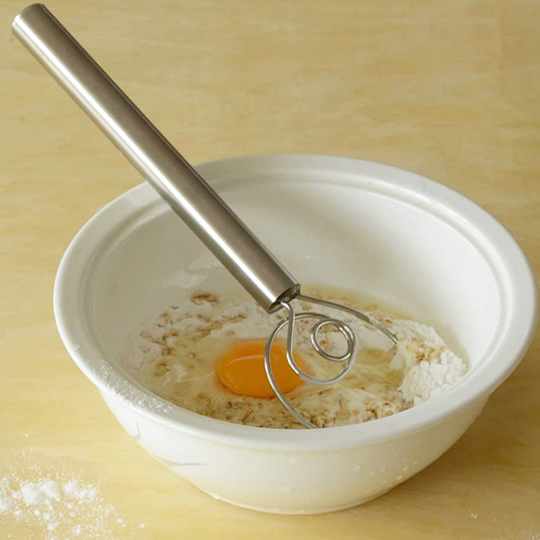 Stainless Steel Egg Beater Flour Dough Whisk Stirrer Manual Mixer Blender Tool