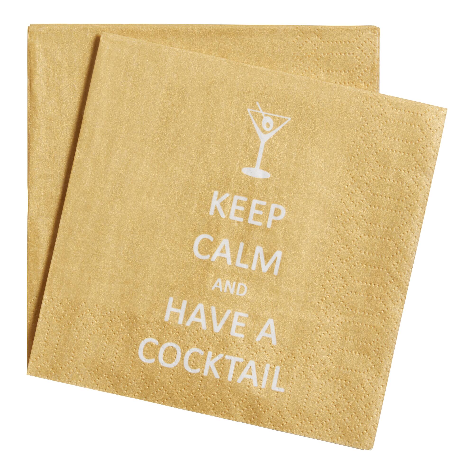 20 Count Keep Calm Cocktail Beverage Napkins Set of 2: Multi by World Market
