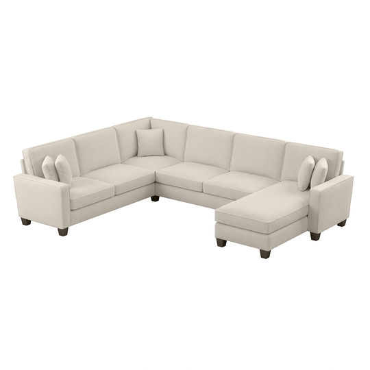 Bush Furniture Stockton Modern Cream Herringbone Fabric Polyester/Blend Sectional in Off-White | SNY127SCRH-03K