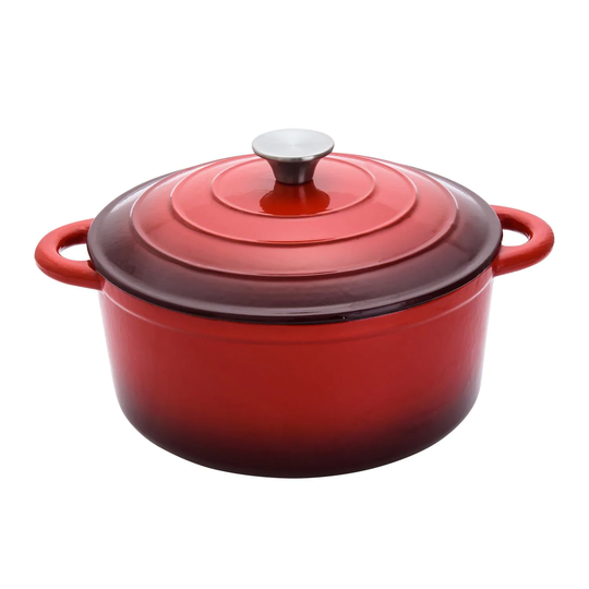 Intex Hamilton Beach 5.5 Quart Enameled Cast Iron Covered Round Dutch Oven Pot, Red | 94749