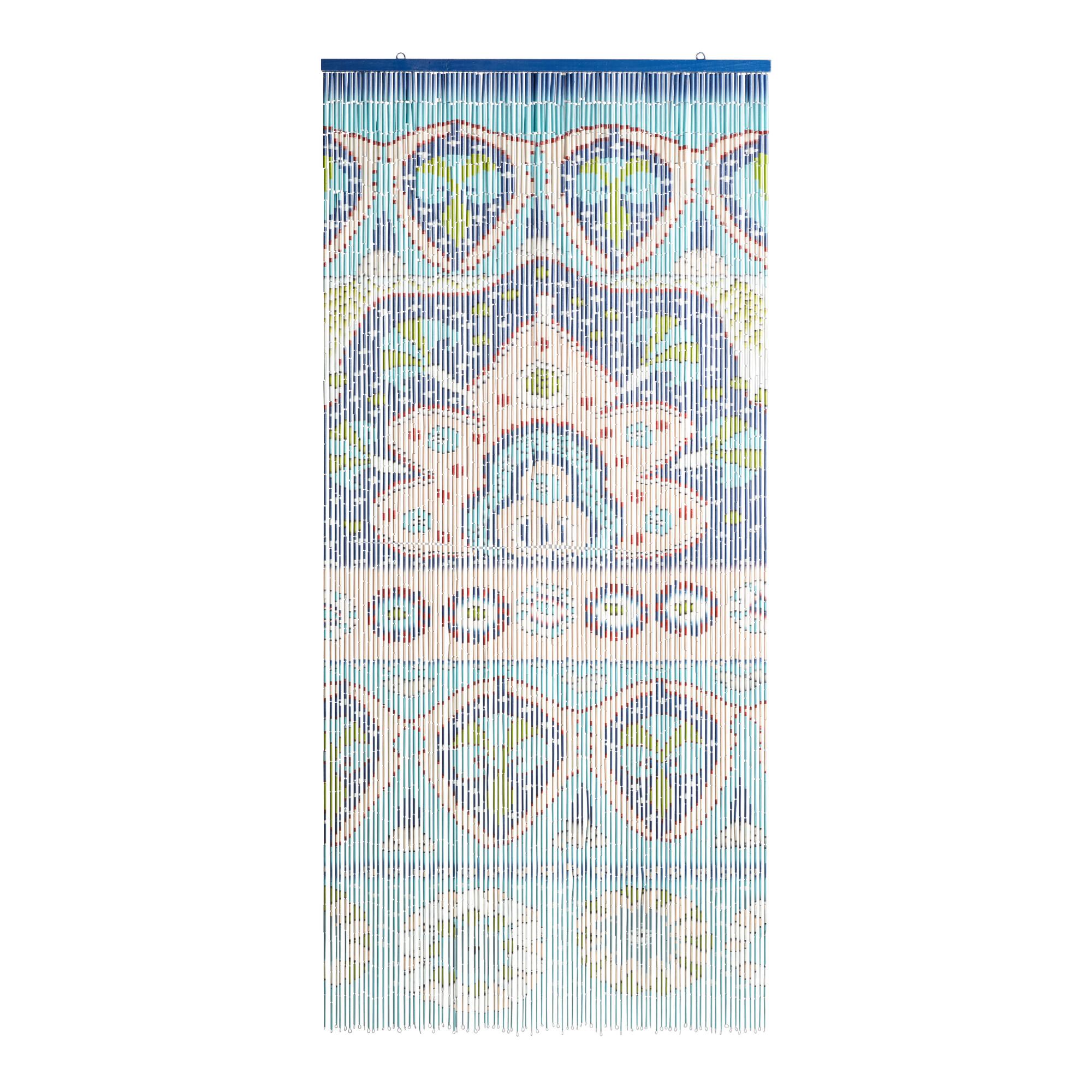 Multicolor Abstract Boho Bamboo Beaded Curtain by World Market