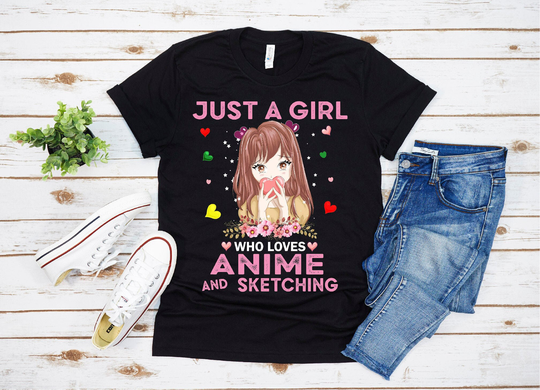 Anime & Sketching Drawing Shirt For Women Girls Kids Toddler Gift, Just A Girl Who Loves Art T-Shirt