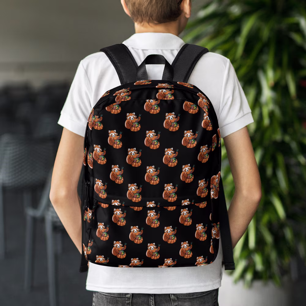 Red Panda Eating Ramen Backpack, Pattern School Bag, Travel College Backpack Gift, Theme Kid