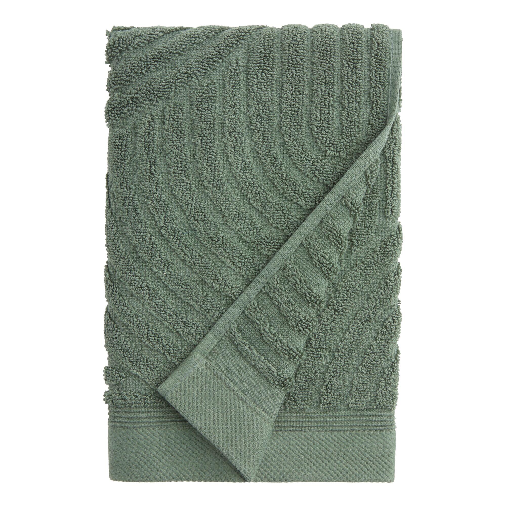 Laurel Wreath Green Sculpted Arches Hand Towel - Cotton by World Market