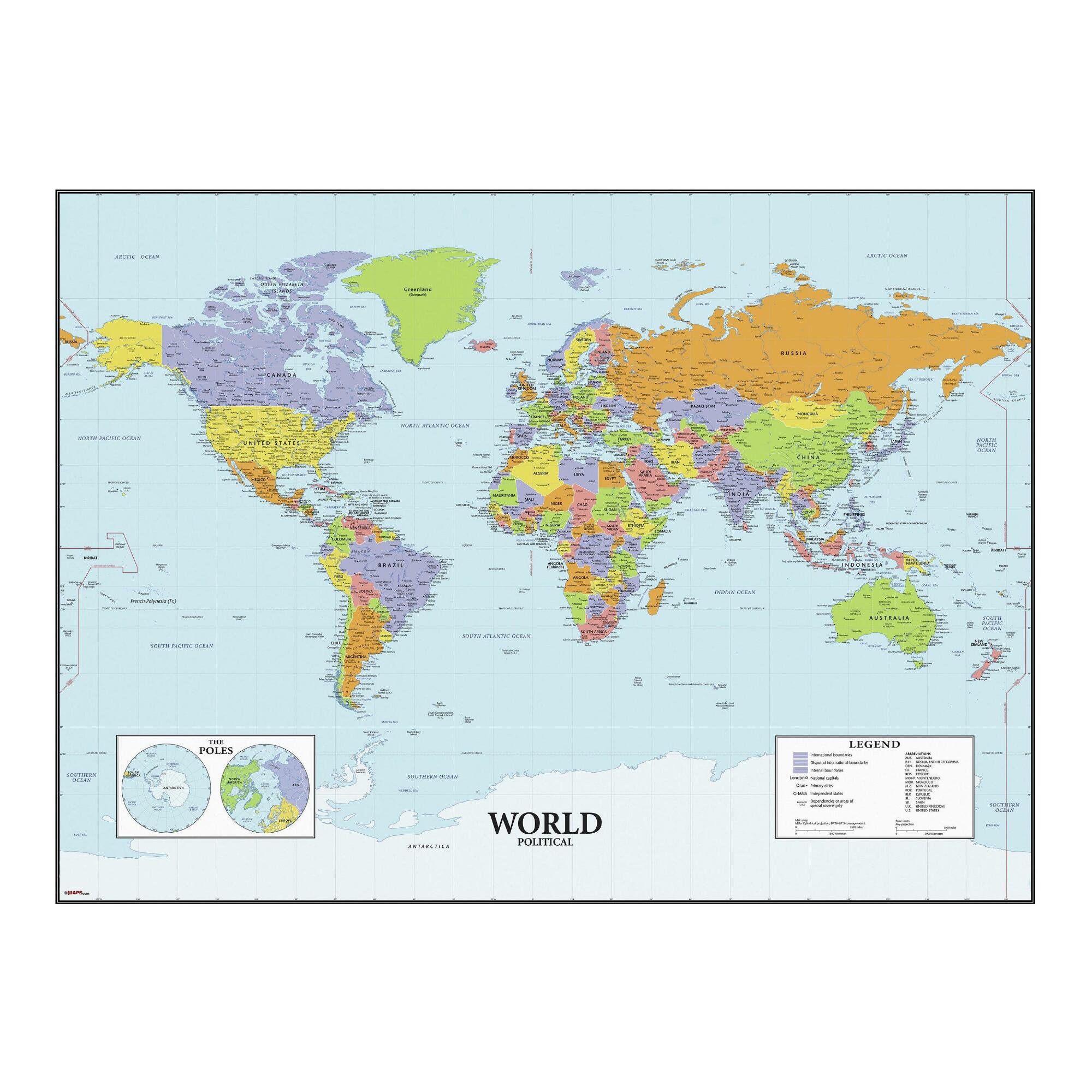 Dry Erase World Map Peel And Stick Wall Decal: Blue/Multi by World Market