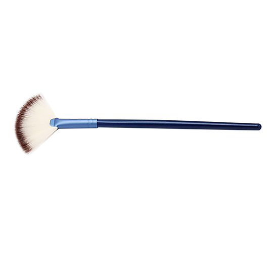 Pro Fan Shape Makeup Cosmetic Brush Blending Highlighter Face Powder Tool - blue