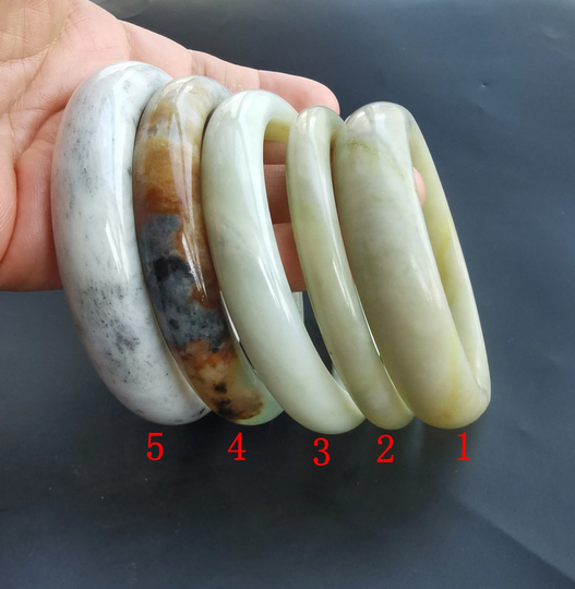 Inner60mm-65mm, Circle Smooth Natural Rainbow Jade Stone Bangle, Chinese Xiuyu Stone, Gemstone Bead Woman Man Band Bangle, Best Gift