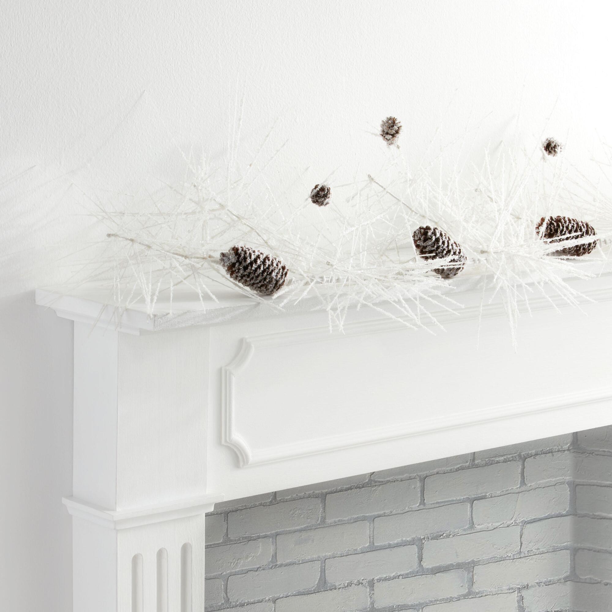 White Faux Pine and Icy Pinecone Garland - Plastic by World Market