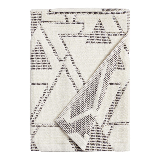 Ivory and Black Abstract Geo Blayne Bath Towel: White by World Market