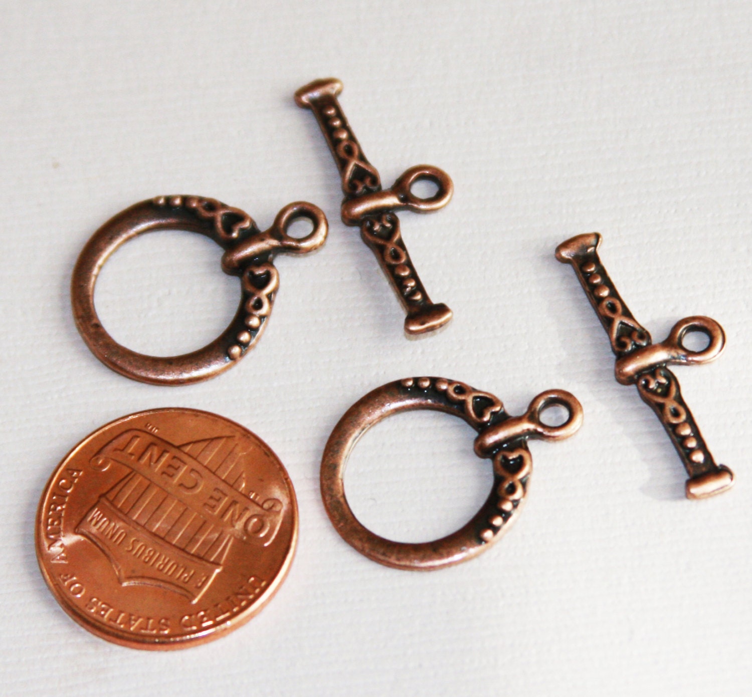 10 Sets Of Antiqued Copper Fancy Toggle Clasps 18x15mm