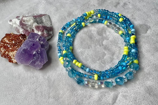 Opalite Waist Beads, Blue & Opal African Opal, Opalite, Weight Tracking, Beads