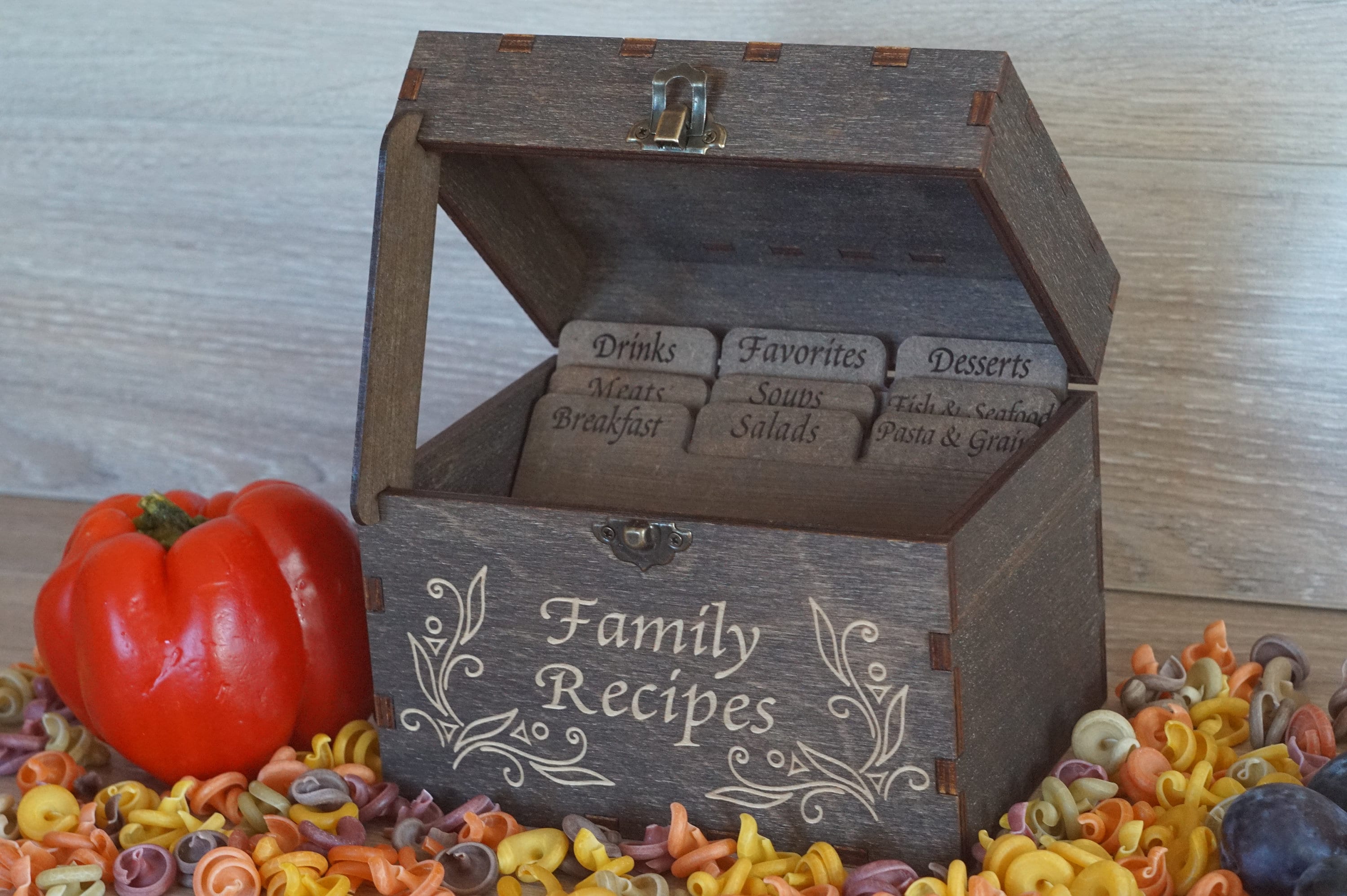 4x6 Recipe Box With Dividers Personalized Recipe Engraved Wood Housewarming Gift Wedding Shower Decor Mothers Day Christmas