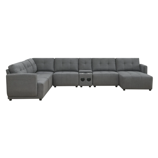 Picket House Furnishings Gianni Modern Charcoal Polyester/Blend Sectional in Gray | UAI526RCSE7PC