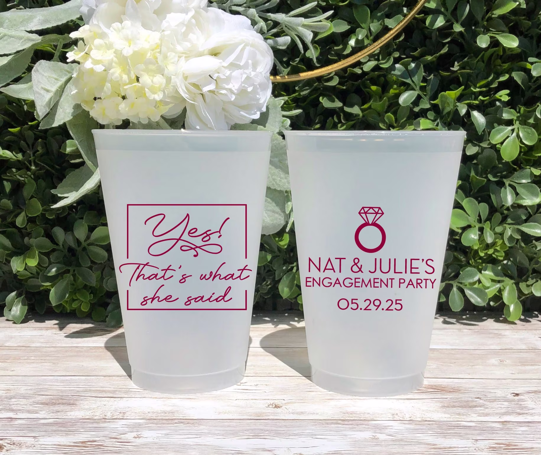 Engagement Party Custom Frosted Cups, 8Oz, 9Oz, 10Oz, 12Oz, 14Oz, 16Oz, 20Oz, 24Oz/Personalized Decoration Sec-98