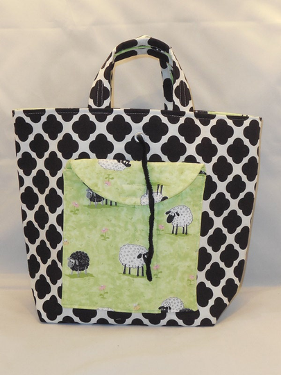 Sheep Themed Canvas Crochet Bag For Crocheting On The Go