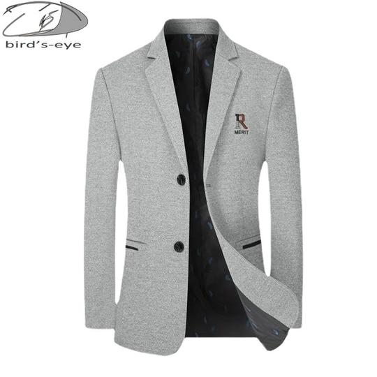 2022 New Men's Trendy Blazers Wool Blended Solid Color Single-Breasted Suit Jacket British Gentleman Casual Blazers Male 3XL - gray, asian xl is eur m