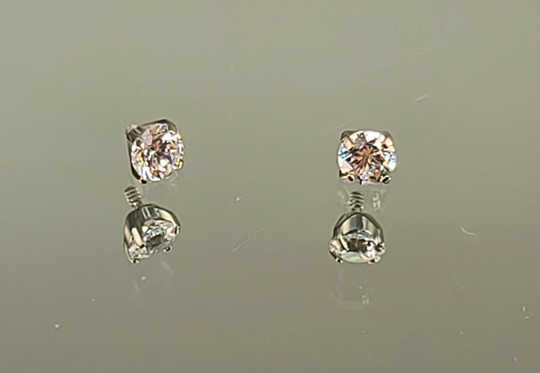 16G | 1.2mm Titanium Prong Setting 3.5mm Clear Gem Internal Thread Ends | 2 Total Pieces Choose Finish
