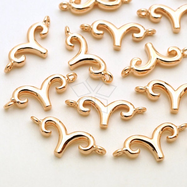 Pd-2861-Rg/2 Pcs - Zodiac Sign Connectors, Constellation, Aries, The Ram, March, April Birthday, Rose Gold Plated Brass 14.8mm X 6mm