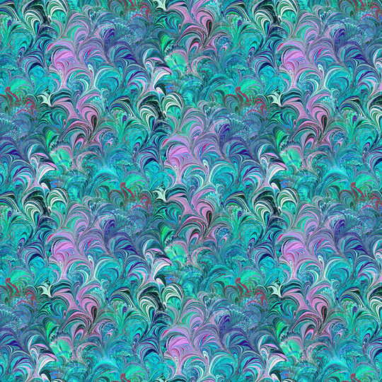 Duets Teal Multicolor Cosette Blender Swirls Benartex Fabric Digital Cotton By The Yard Paula Nadelstern 12355B-84