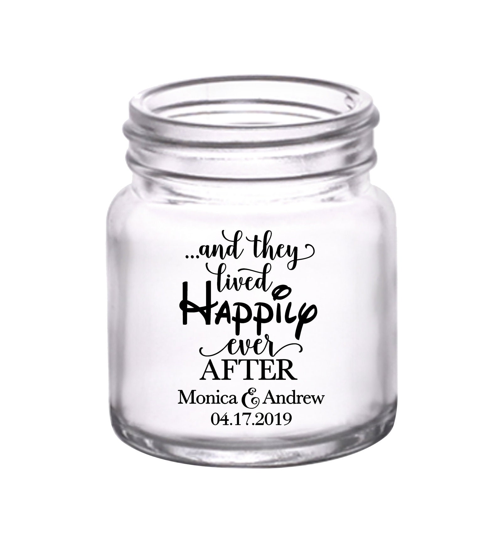 Rustic Wedding Favors Small Mason Jars Shot Glasses Gift Personalized Country Unique Happily Ever After 1B