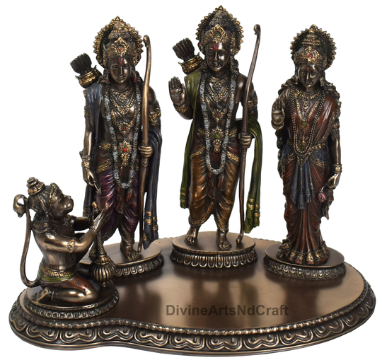 8" Ramdarbar Statue, Lord Rama, Hanuman, Lakshman & Sita Mata, Rama Family Statue, Hindu Gods Ram With Hanuman