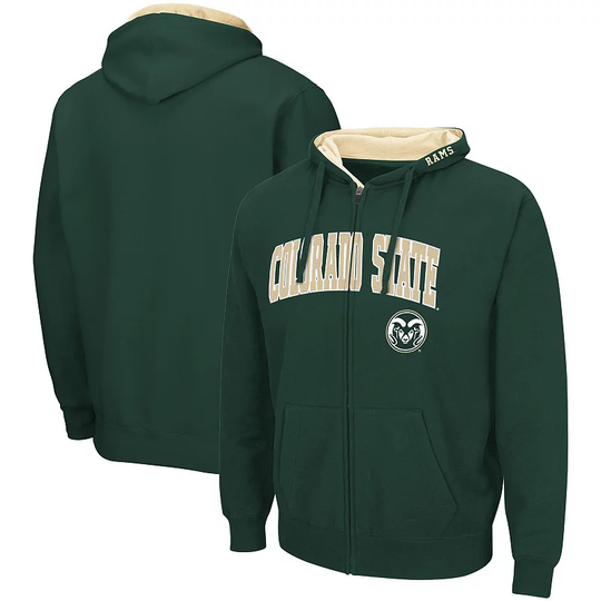 Men's Colosseum Green Colorado State Rams Arch & Logo 3.0 Full-Zip Hoodie, Size: Small