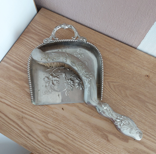 Vintage Metal Table Crumb & Scoop, Serving Elements Set 2