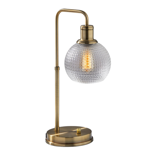 Metal And Glass Globe Barnett Table Lamp With USB: Metallic by World Market