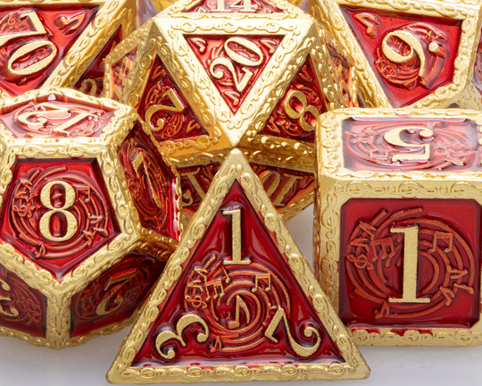 Rpg Metal Dice | Red Set Dnd D&d Dungeon & Dragons Dragon Mtg D20 D12 D10 D8 D6 D4
