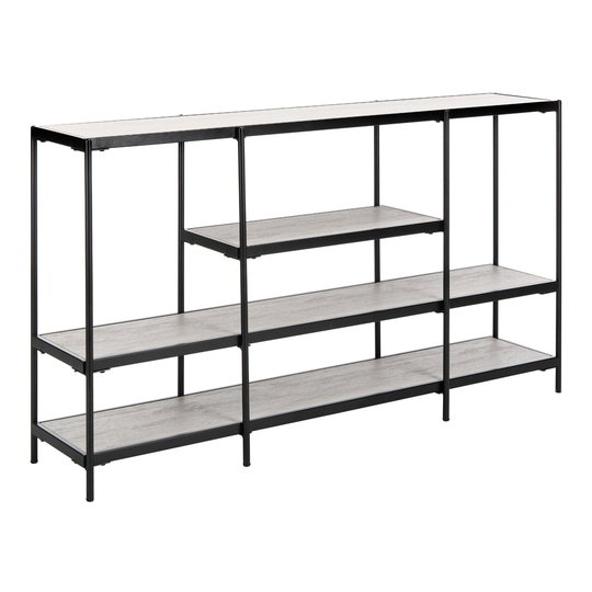 Black Metal and Wood Sidney Console Table with Shelving: Black/Natural by World Market