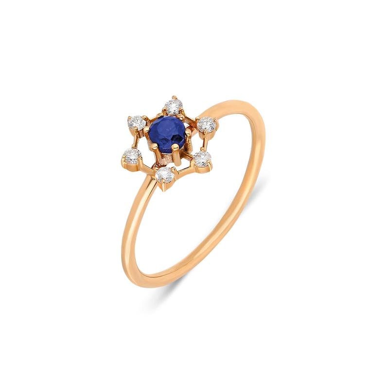 Sapphire Diamond Engagement Ring | Real Blue Stone Art Deco Cluster