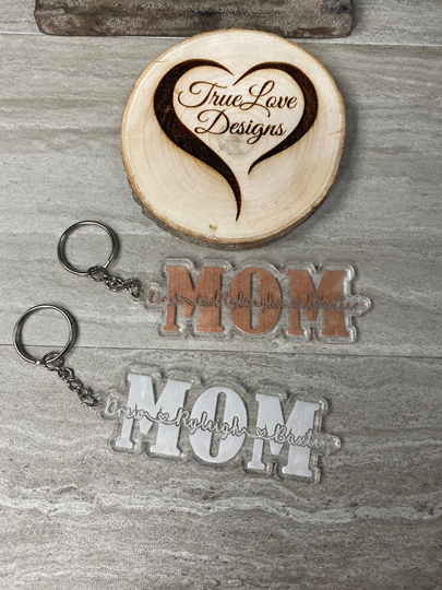 Mom Acrylic Name Keychain, Kids Personalized Mother's Day, Christmas Gifts, Keychain For Women, Grandma