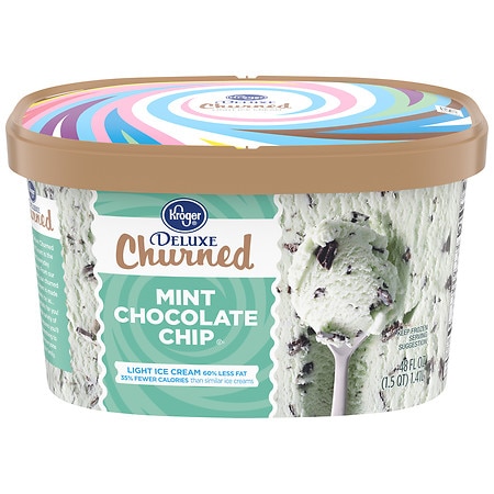 Kroger Deluxe Churned Mint Chocolate Chip Light Ice Cream - 48.0 fl oz