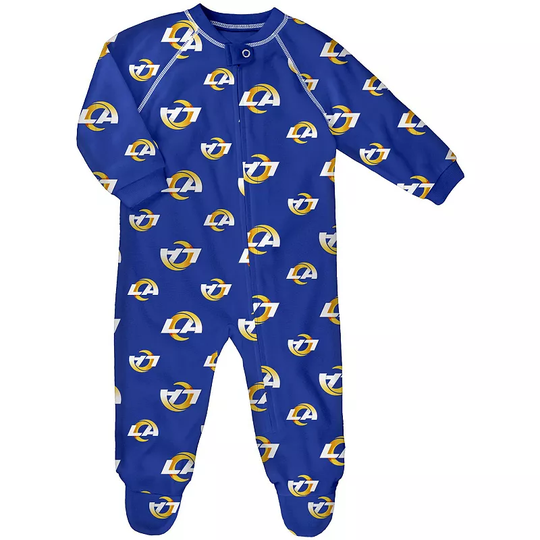 Newborn & Infant Royal Los Angeles Rams Raglan Full-Zip Sleeper, Infant Unisex, Size: 0-3 Months, Blue