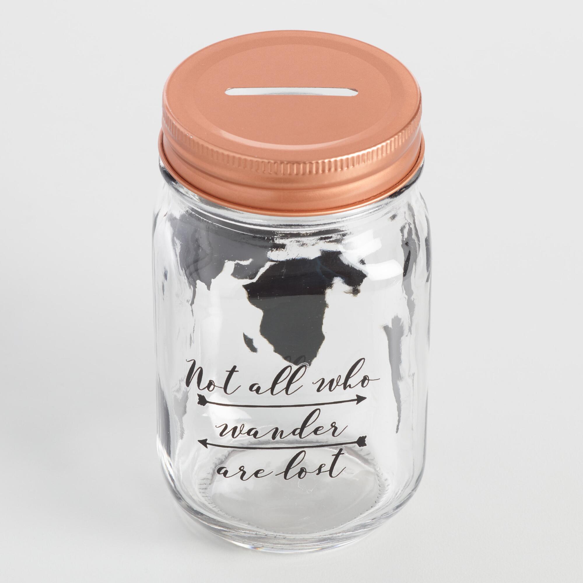 Glass World Map Jar: Black/Metallic by World Market