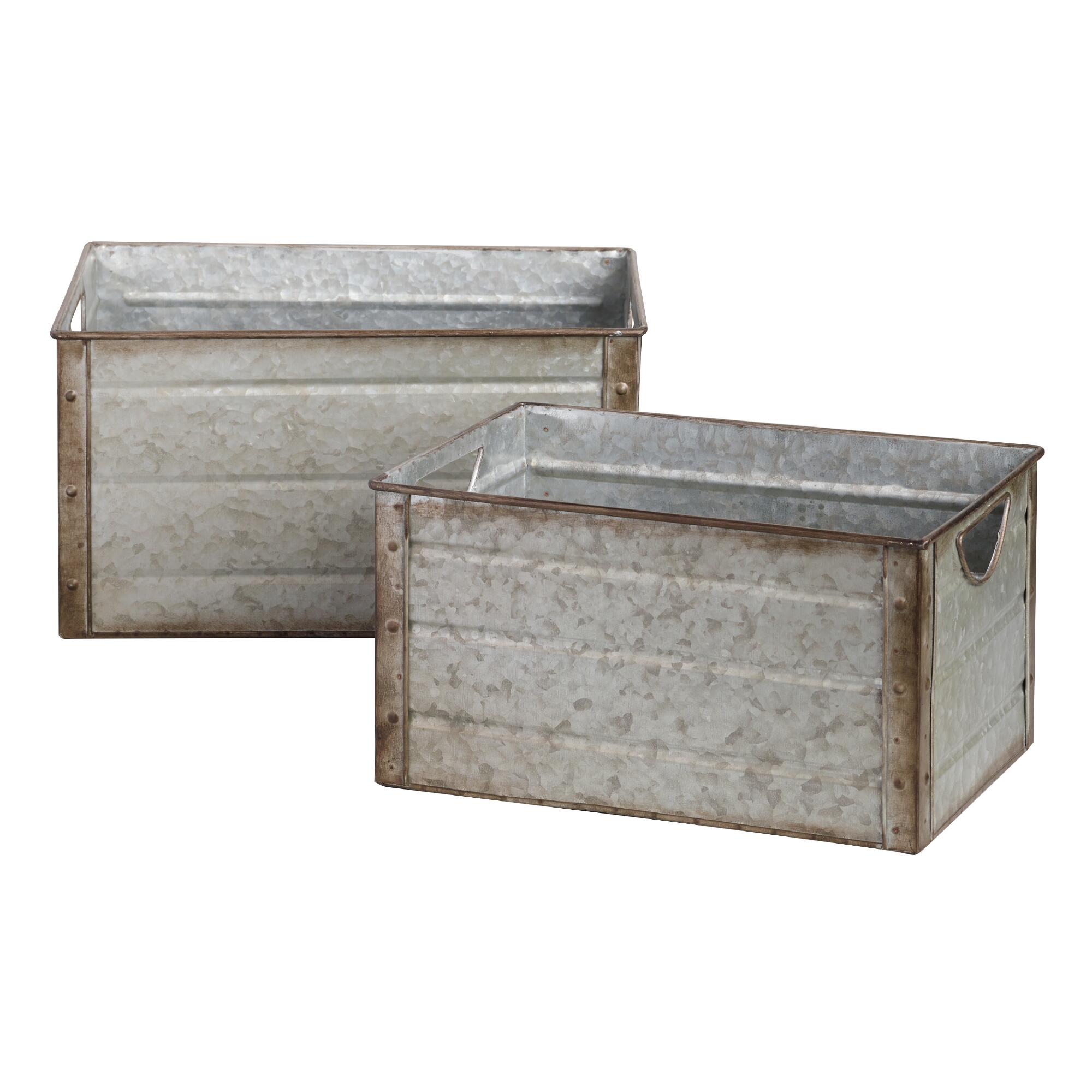 Galvanized Metal Walter Storage Bin: Gray by World Market