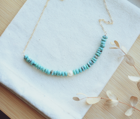 Dainty Gold Necklace, Le Collier, Turquoise Gemstone Handmade Jewelry, Minimalist Gift For Her