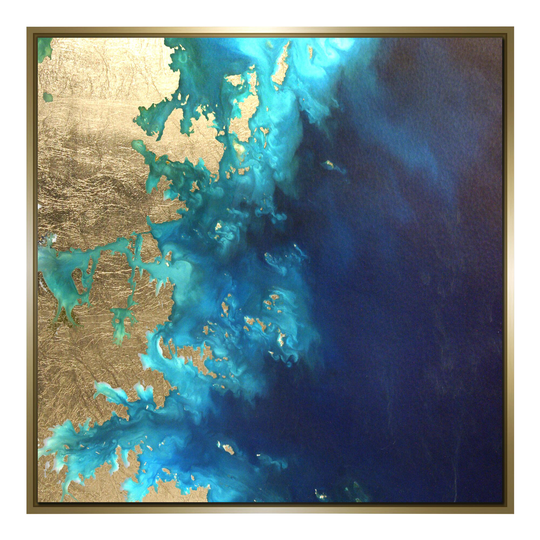 Gold Leaf Land & Sea Framed Canvas Wall Art: Blue - Medium by World Market