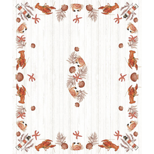 Laural Home Seafood Shack Tablecloth 70 x 84 Polyester in Orange | SESH7084TC